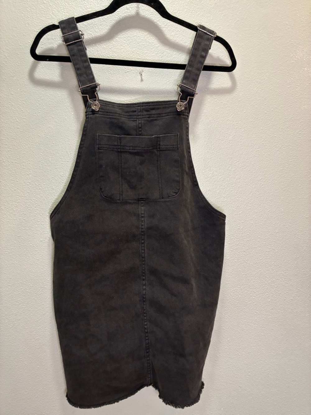 Black Denim Overall Dress | Casual Layering Pinafore Mini Dress